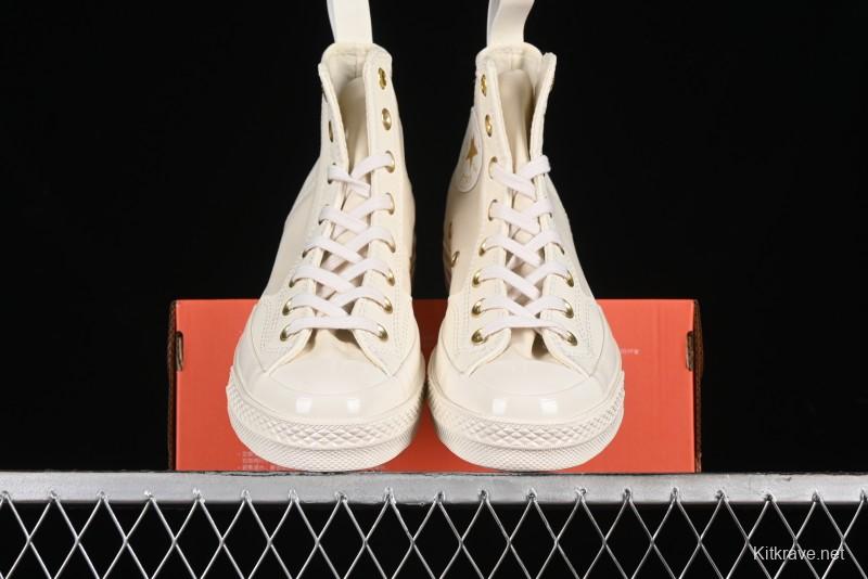 Converse Chuck 70s High Top Casual Sneakers with Cream Cloud and Gold Accents - A08232C