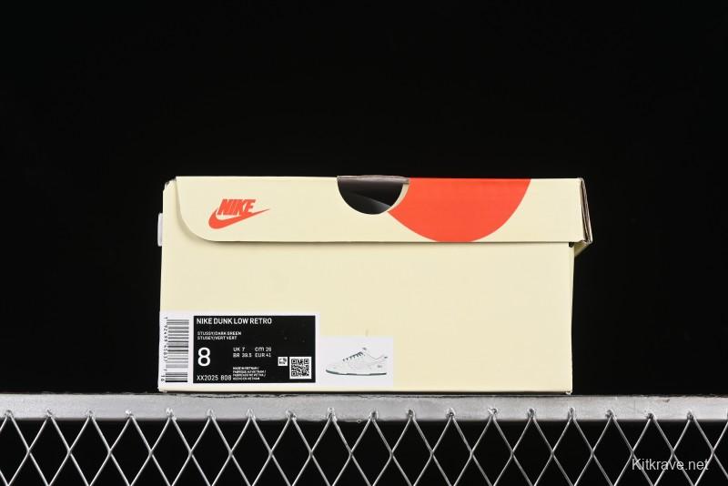 Nike SB Dunk Low Stussy Collaboration - White Grey Green Print Anniversary High-End Custom Low-Top Casual Skate Shoes - XX2025-808