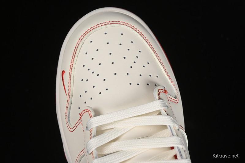 Nike SB Dunk Low Comme des Garcons Collaboration - Off-White Small Red Hook Anniversary High-End Custom Low-Top Casual Skate Shoes - KK1688-100