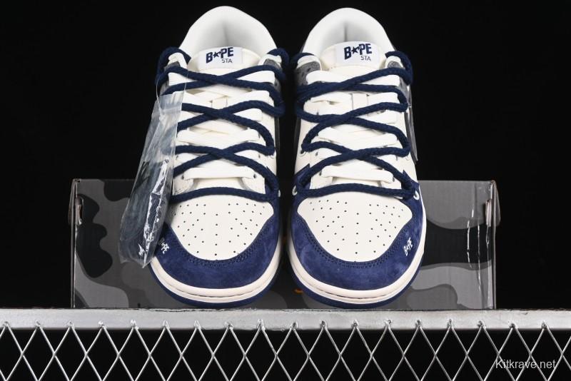 Nike SB Dunk Low BAPE Collaboration - Strap Multi-Color Grey Swoosh Anniversary Custom Low-Top Casual Sneakers - SJ2068-278