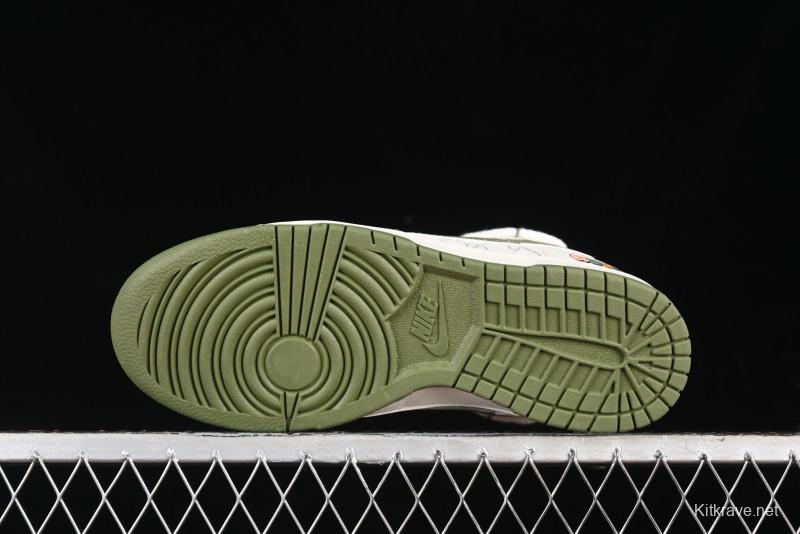 Nike SB Dunk Low Gucci Collaboration - Beige Green Floral Anniversary High-End Custom Low-Top Casual Skate Shoes - XX2025-918