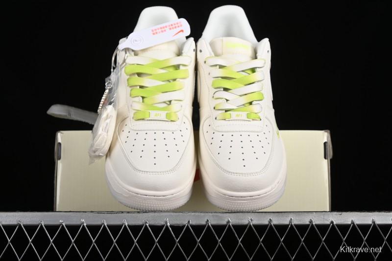 Nike Air Force 1 '07 Low Supreme Casual Sneakers in White-Fluorescent Green - BB7577-219