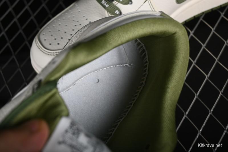 Nike Air Jordan 1 Low Retro Basketball Shoes in Off-White Olive Green - CF3688-019