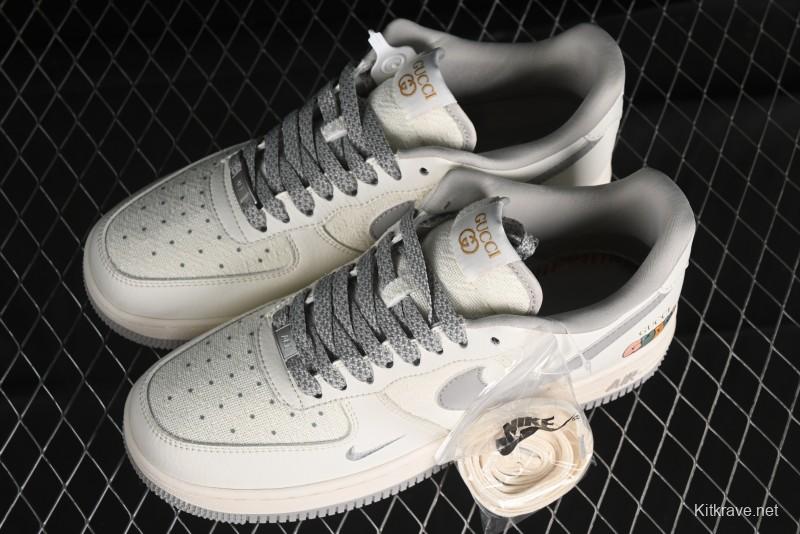 Nike Air Force 1 '07 Low Gucci Collaboration - Beige Grey Linen Casual Sneakers - XZ3398-688