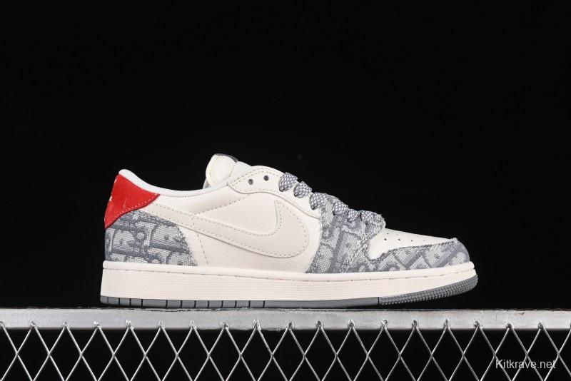 Nike Travis Scott x Fragment Design x Air Jordan 1 Low OG SP AJ1 Low Top Casual Sneakers - XY2688-113