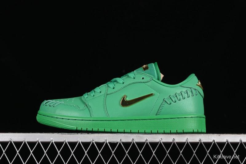 Nike Air Jordan 1 Low "Method of Make" Casual Sneakers in Green and Gold - FN5032-300