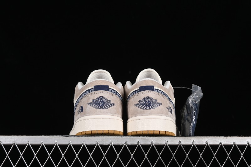 Nike Air Jordan 1 Low AJ1 The North Face Collaboration - White Grey Brown Custom High-End Basketball Shoes - LJ6688-001