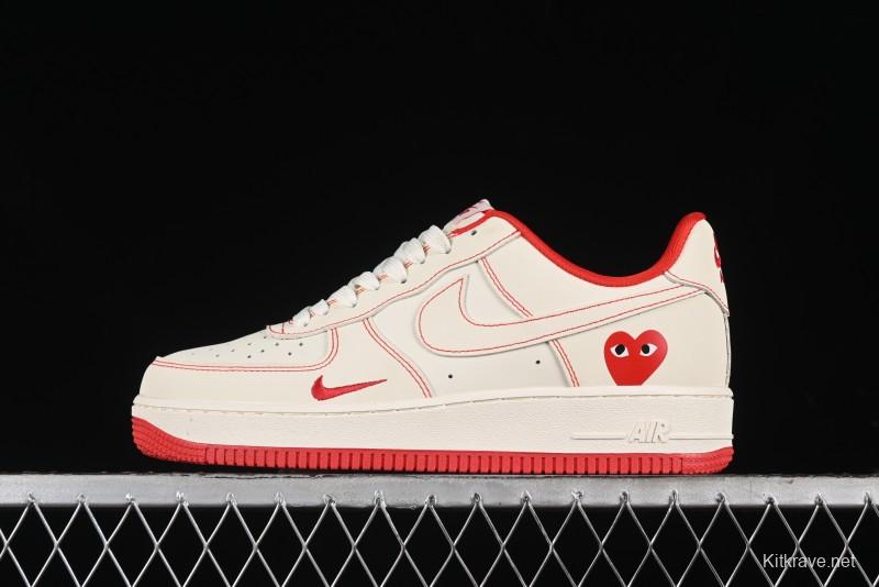 Nike Air Force 1 '07 Low Comme des Garcons Collaboration - Off-White Red Line Low-Top Casual Sneakers - KK3333-001