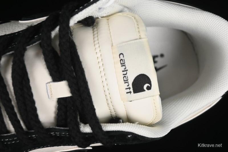 Nike SB Dunk Low Carhartt Collaboration - Off White Black Swoosh Anniversary Custom Low-Top Casual Skate Shoes - SJ1089-005