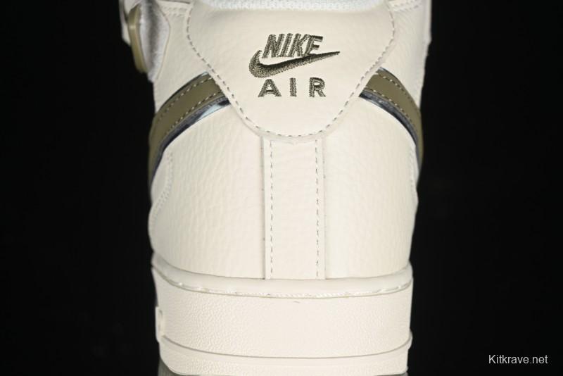 Nike Air Force 1 '07 Mid Military Green Dual-Color Sole Starlight Retro Sneakers - XL0236-231