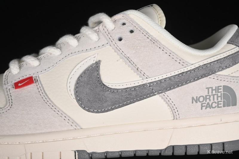 Nike SB Dunk Low The North Face Collaboration - Grey Pigskin Navy Swoosh Anniversary Custom Low-Top Casual Skate Shoes - SJ1089-009