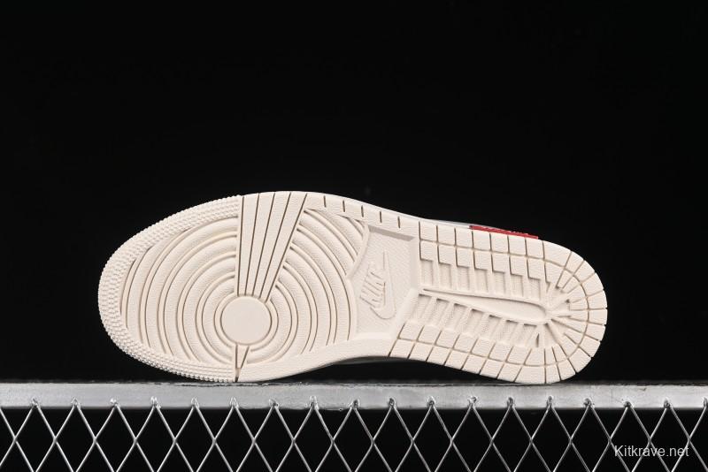 Nike Travis Scott x Fragment Design x Air Jordan 1 Low OG SP AJ1 Retro Sneakers with Reverse Swoosh - SJ2068-115