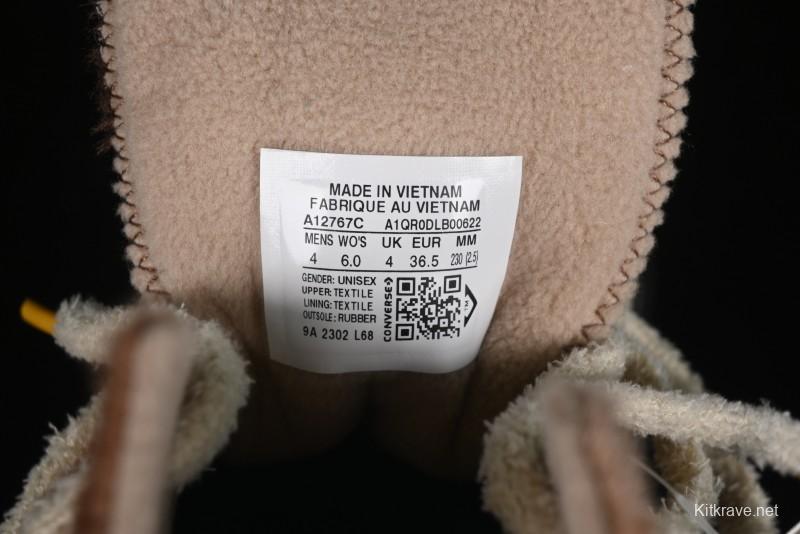 Converse Zoo Happy Pets Series High-Top Fleece-Lined Casual Sneakers with Animal-Themed Design - A12767C