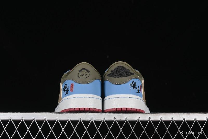 Nike Travis Scott x Fragment Design x Air Jordan 1 Low OG SP AJ1 Low Top Casual Sneakers - CH6336-015