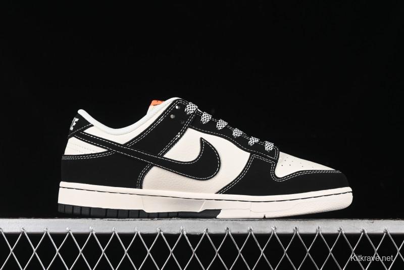 Nike SB Dunk Low Stussy Collaboration - Patchwork Cream Black Swoosh Anniversary Custom Low-Top Casual Skate Shoes - MM1089-023