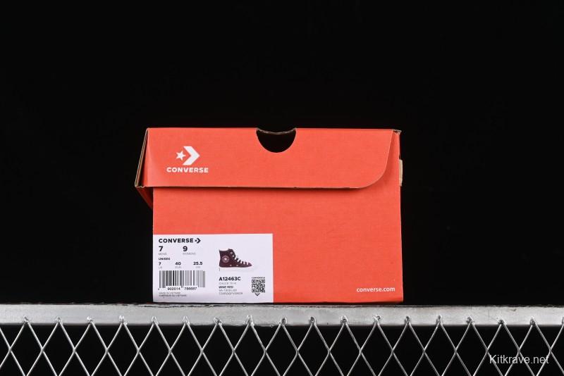 Converse Chuck 1970s High Top Casual Sneakers with Gold Star Accents and Wine Red Colorway - A12463C