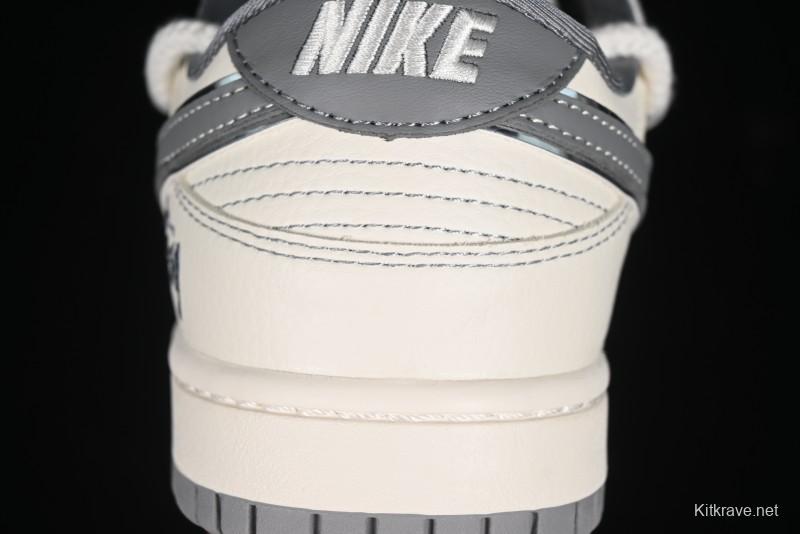 Nike SB Dunk Low Stussy Bandana Grey Check Anniversary Custom Low-Top Casual Skate Shoes - SJ2068-310