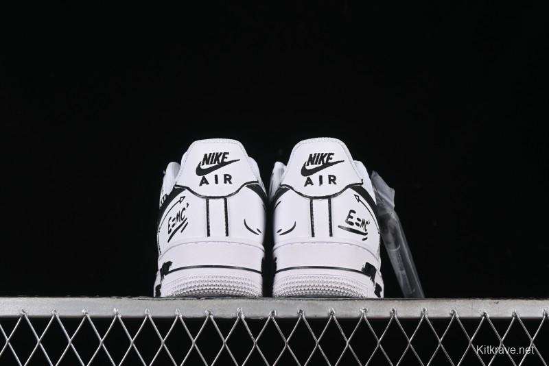 Nike Air Force 1 '07 Low Custom Casual Sneakers with Black and White Manga-Style Hand-Drawn Function Formulas - CT7724-111