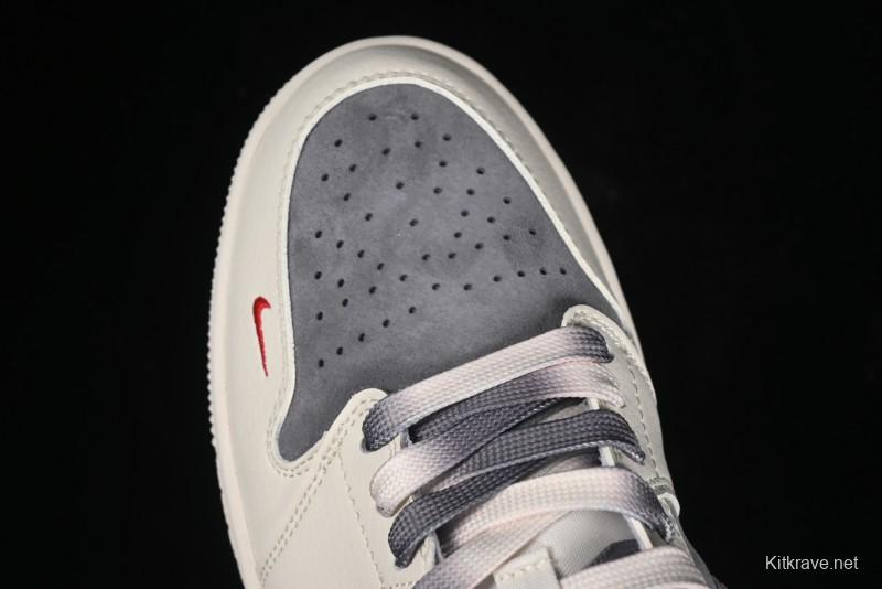 Nike Air Jordan 1 Low AJ1 The North Face Collaboration - Off White Grey Silver Trim Retro Basketball Shoes - SJ9950-039