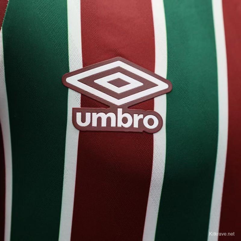 Player Version 25/26 Fluminense Green and Burgundy Vertical Striped with White Trim Jersey