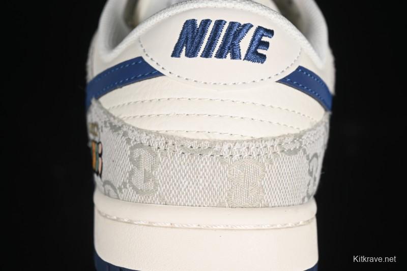 Nike SB Dunk Low Gucci Collaboration - Smoke Blue Anniversary High-End Custom Low-Top Casual Skate Shoes - XX2025-801