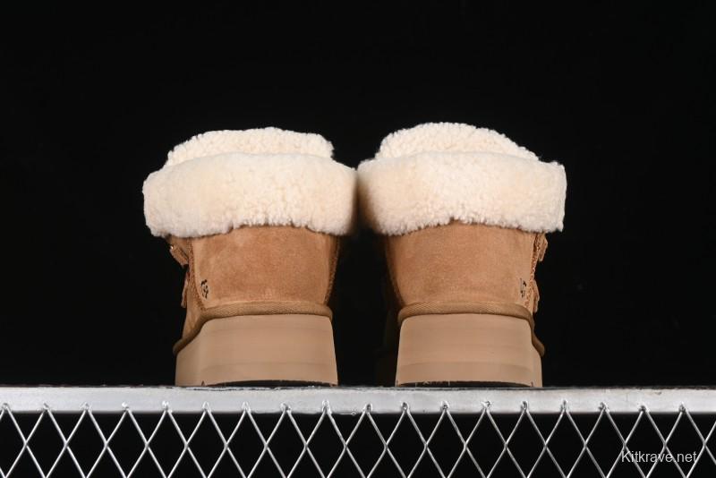 UGG Classic Mini II Fur Lace-Up Platform Short Boots with Treadlite Outsole - 1143954