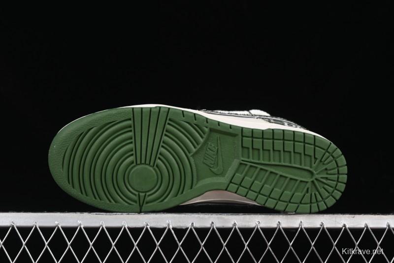 Nike SB Dunk Low Dior Collaboration - Strap Woven Green Check Anniversary High-End Custom Low-Top Casual Skate Shoes - SJ2068-309