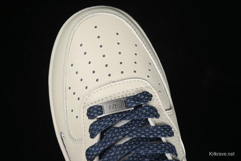 Nike Air Force 1 '07 Mid Deep Blue Two-Tone Sole Mid-Top Casual Sneakers with Reflective Stars - XL0236-233