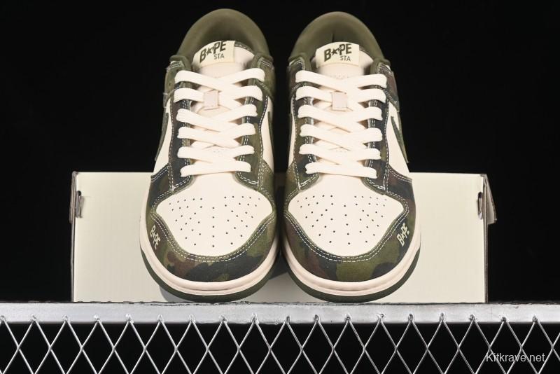 Nike SB Dunk Low Bape Collaboration - Jungle Camouflage Anniversary Custom Low-Top Casual Skate Shoes - CH6336-230