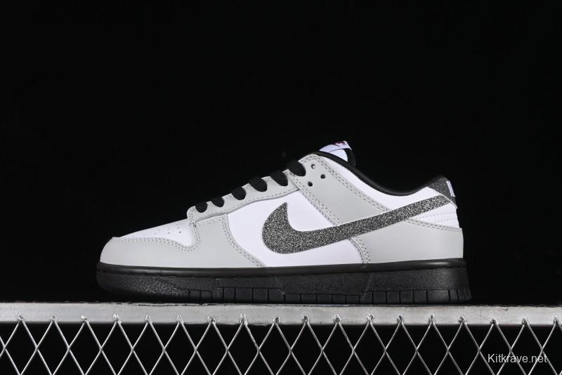 Nike Dunk Low "Glitter Swoosh" Light Silver SB Low-Top Casual Skate Shoes - HQ3462-191