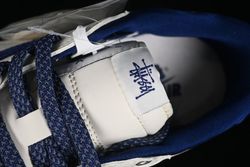 Nike Travis Scott x Fragment Design x Air Jordan 1 Low OG SP AJ1 Supreme Stussy Collaboration - Suede Blue Swoosh Low-Top Casual Sneakers - SJ2068-127