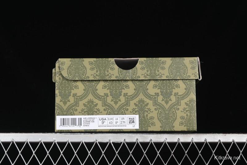 Nike Travis Scott x Fragment Design x Air Jordan 1 Low OG SP AJ1 Gucci Collaboration - Black Dragonfly Low-top Casual Sneakers - SJ2068-139