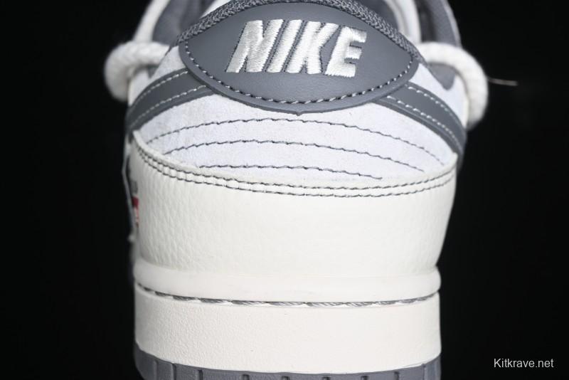 Nike SB Dunk Low Supreme x Stone Island Triple Collaboration - Strap Patch Gray Hook Anniversary High-End Custom Low-Top Casual Skate Shoes - YX5066-203