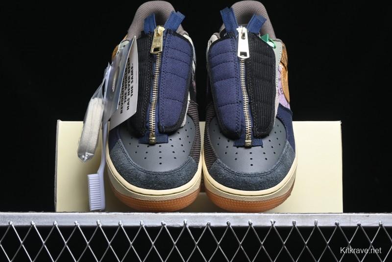 Nike Travis Scott x Air Force 1 Low Casual Sneakers with Full-Length Air Cushion - CN2405-900