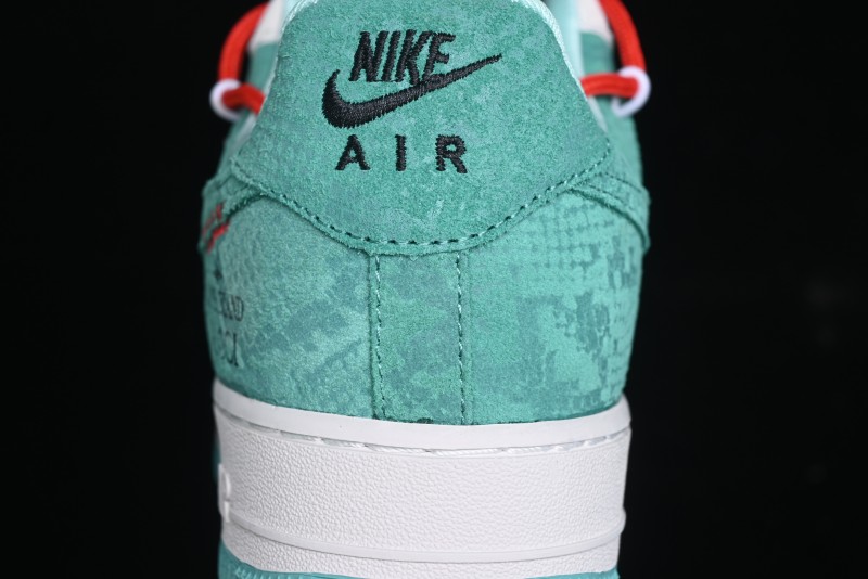 Nike Air Force 1 '07 Low Gucci Stone Island Collaboration - Grey Green Pigskin Lace-Up Casual Sneakers - DF0188-010