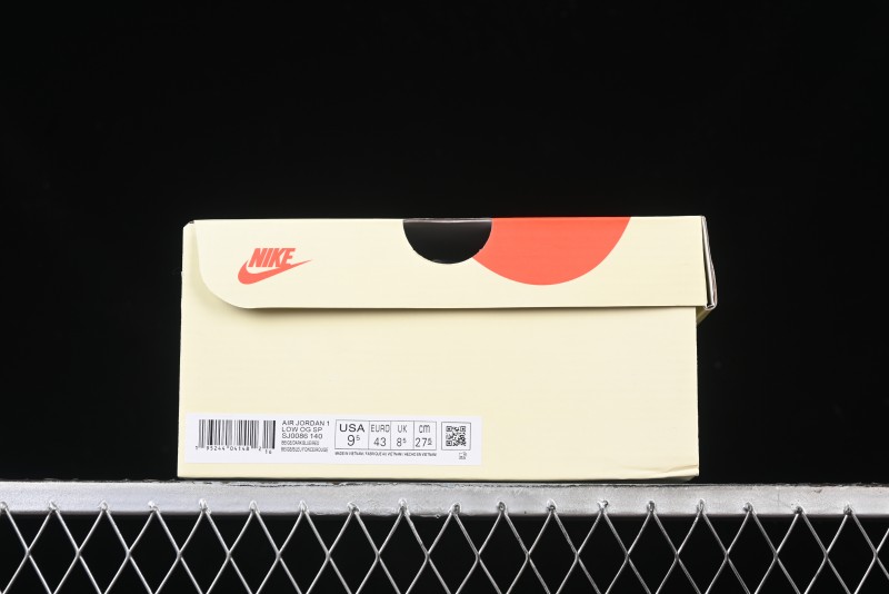 Nike Travis Scott x Fragment Design x Air Jordan 1 Low OG SP AJ1 Stussy Collaboration - Grey Blue Hook Lace Low Top Casual Sneakers - SJ0086-140