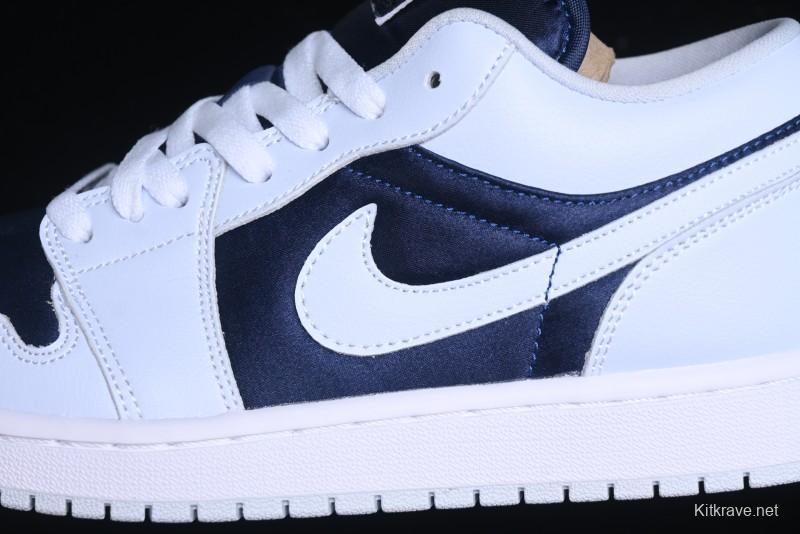 Nike Air Jordan 1 Low AJ1 Navy Blue Silk Casual Sneakers - FZ8778-044