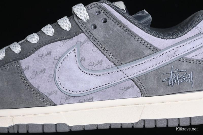 Nike SB Dunk Low Stussy Collaboration - Granite Grey Anniversary Custom Low-Top Casual Skate Shoes - XS1086-008