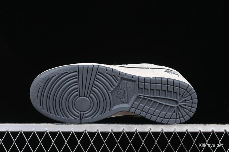 Nike SB Dunk Low Stussy Collaboration - Beige Grey Line Anniversary High-End Custom Low-Top Casual Sneakers - BB7518-007