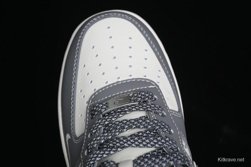 Nike Air Force 1 '07 Low Stussy Collaboration - Beige Grey Red Print Casual Sneakers - XZ6188-338