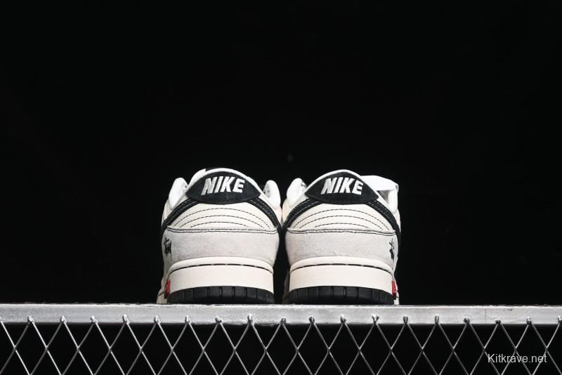 Nike SB Dunk Low Stussy Collaboration - Embroidered Black Swoosh Anniversary High-End Custom Low-Top Casual Sneakers - MM1089-031