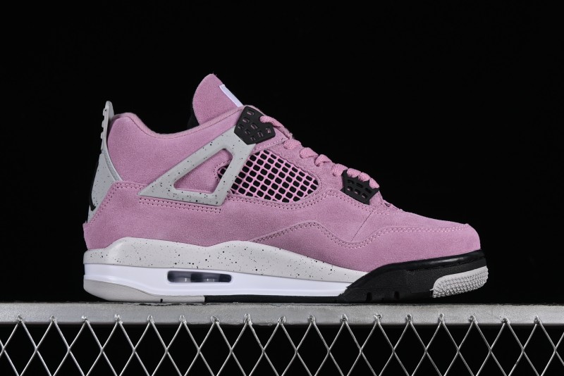 Nike Air Jordan 4 Retro "Orchid" Sneakers with Suede Upper and Cement Grey Accents - AQ9129-501