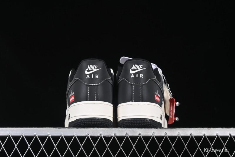 Nike Air Force 1 '07 Low Stone Island x Supreme Collaboration Beige Black Patchwork Low-Top Casual Sneakers - HH7518-042