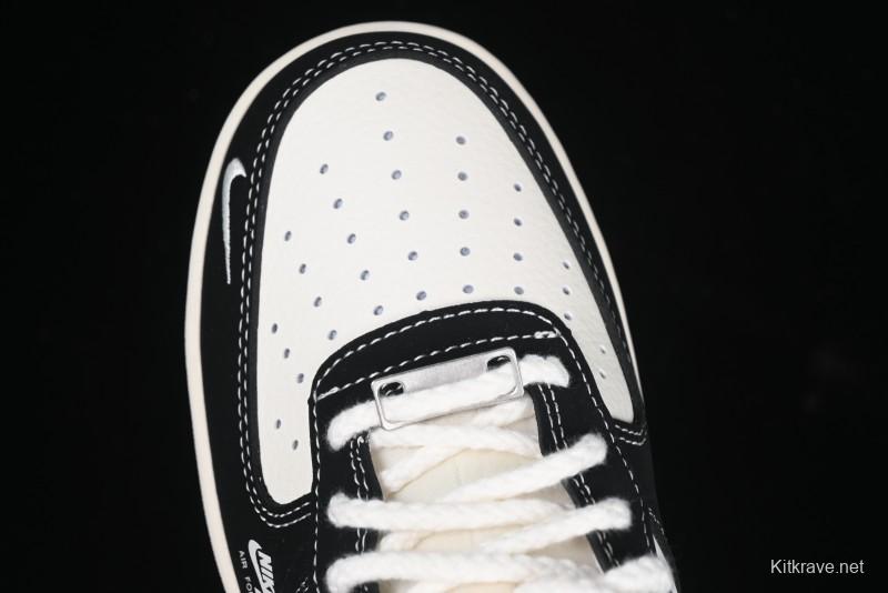 Nike Air Force 1 '07 Low Stussy Collaboration - Beige Black with Red Tab Low-Top Casual Sneakers - SJ6698-014