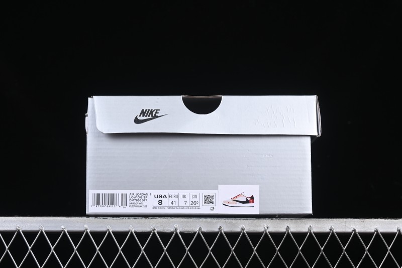 Nike Travis Scott x Fragment Design x Air Jordan 1 Low OG SP AJ1 Snake Year Limited Red Brown Black Swoosh Low Top Casual Sneakers - DM7866-077