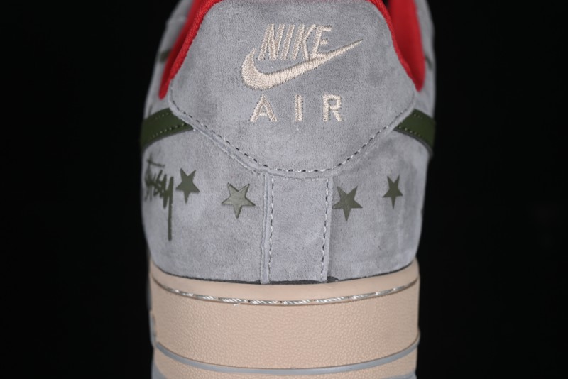 Nike Air Force 1 '07 Low Stussy Collaboration Olive Green Star Low-Top Casual Sneakers - KK1988-034