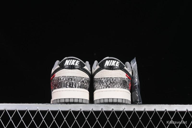 Nike SB Dunk Low Year of the Snake Series Snake Scale Black Swoosh Custom Low-Top Casual Skate Shoes - YX5066-272