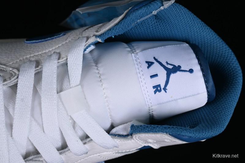 Nike Air Jordan 1 Mid Industrial Blue Basketball Shoes with Air Cushion - FN5215-141
