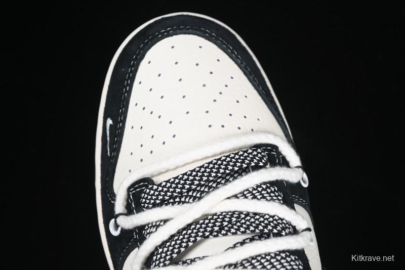 Nike SB Dunk Low Supreme x Stone Island Triple Collaboration Strap Patch Black Swoosh Anniversary Custom Low-Top Casual Skate Shoes - YX5066-202