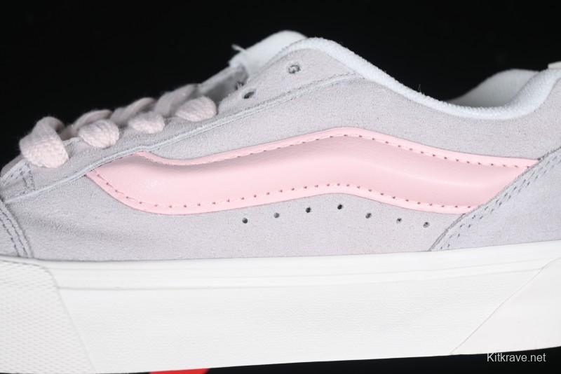 Vans Knu Skool Low-Top Retro Casual Vulcanized Sneakers in Off-White Pink - VN0009QPNK